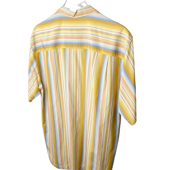 Tommy Bahama Silk Striped Short Sleeve Button Down Shirt Medium - Picture 8 of 8
